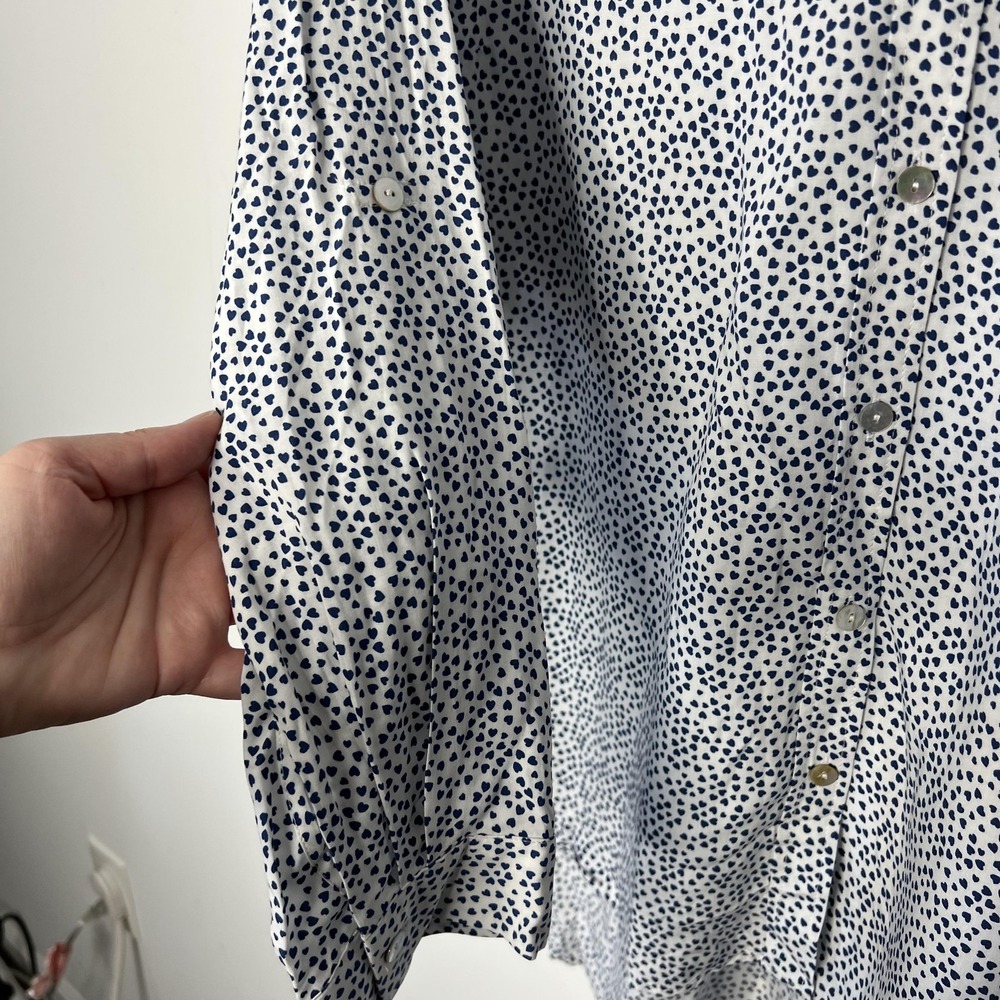 Jane And Delancey Shirt Womens 1X White Heart Print Rayon Button Front Tunic - Picture 5 of 14